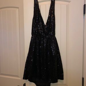Tobi Sparkly Black Mini Dress